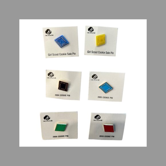 Girl Scout Cookie Pins 1999-2019 All Years Lot of 21 Pins NEW on Cards Vest Sash - Picture 2 of 7